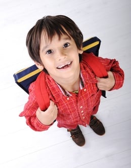 Boy with ADHD and Backpack going to School